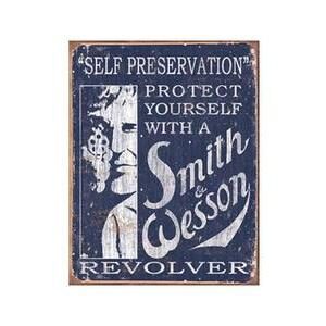 SMITH AND WESSON SELF PRESERVATION METAL SIGN