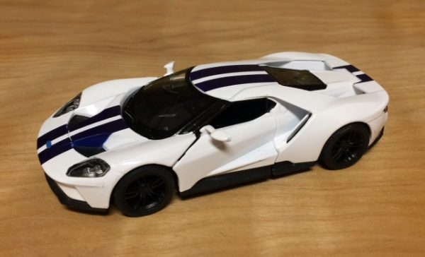 kt5391white - 2017 FORD GT WITH STRIPES - PULL BACK ACTION