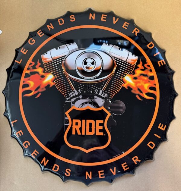 img 4598 - LIVE TO RIDE MOTORCYCLE ENGINE METAL Bottle Cap Sign - 16"