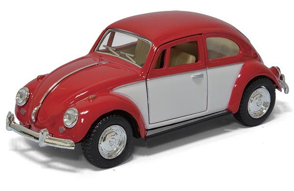 kt5373d1 - 1967 Volkswagon Beetle - Classic - two tone pull back action cars:ONE RED/WHITE, 5 BLUE/WHITE, 4 ORANGE/WHITE - SPECIFY COLOR IN NOTES WHEN ORDERING