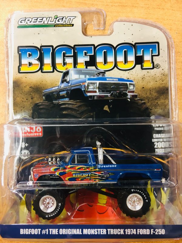 51282a - 1974 FORD F-250 BIGFOOT #1 ORGINAL MONSTER TRUCK WITH FLAMES - MIJO EXCLUSIVE