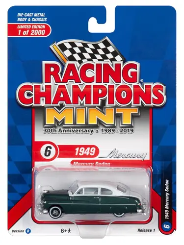 rc010b6a - 1949 MERCURY SEDAN - RACING CHAMPIONS MINT 30TH ANNIVERSARY -GREEN/WHITE