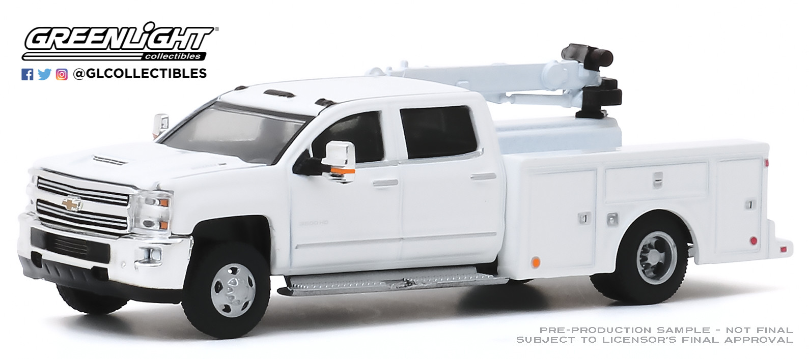 2016 Chevrolet Silverado 3500 Dually Crane Truck in White | Diecast Depot