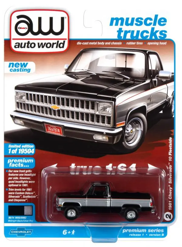 awsp062b - 1981 CHEVROLET SILVERADO 10 FLEETSIDE - MIDNIGHT BLACK/SILVER POLY