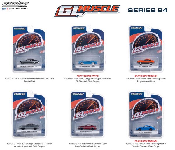 13290 1 64 gl muscle 24 group pkg b2b - 1979 Ford Mustang Cobra in Tangerine and Black - Brand New Tooling! MUSCLE SERIES 24