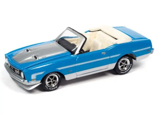 - 1972 Ford Mustang Convertible (Grabber Blue, Silver Stripes)