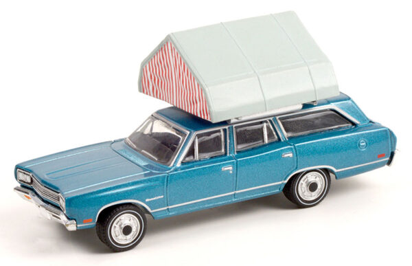 38010 b - 1969 Plymouth Satellite Station Wagon with Camp'otel Cartop Sleeper Tent