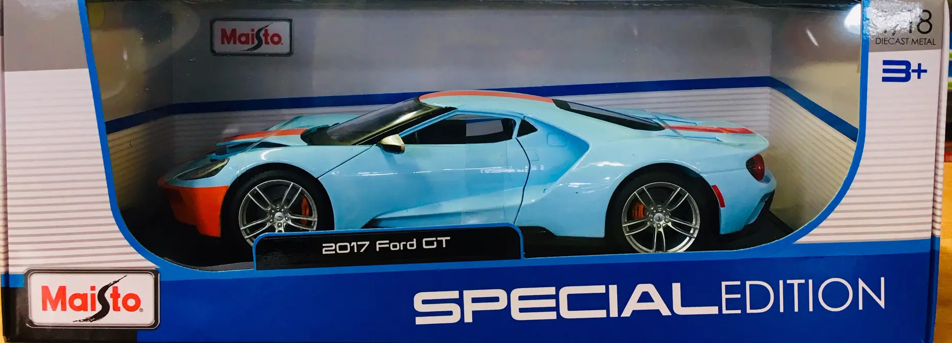 2019 FORD GT BABY BLUE ORANGE GULF COLORS IN 1 18