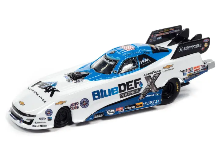 2021 JOHN FORCE BLUE DEF CAMARO FUNNY CAR WHITE BLUE W RACE GRAPHICS Diecast Depot