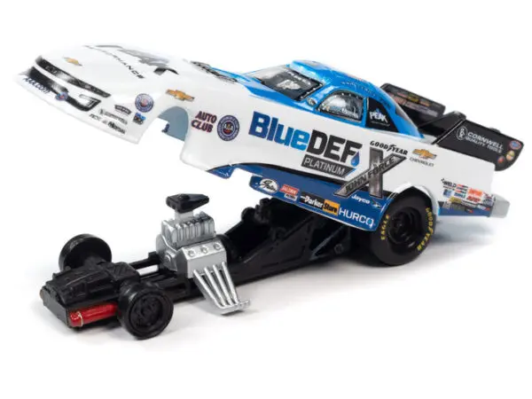 rcsp016b - 2021 JOHN FORCE BLUE DEF CAMARO FUNNY CAR (WHITE & BLUE W/RACE GRAPHICS)