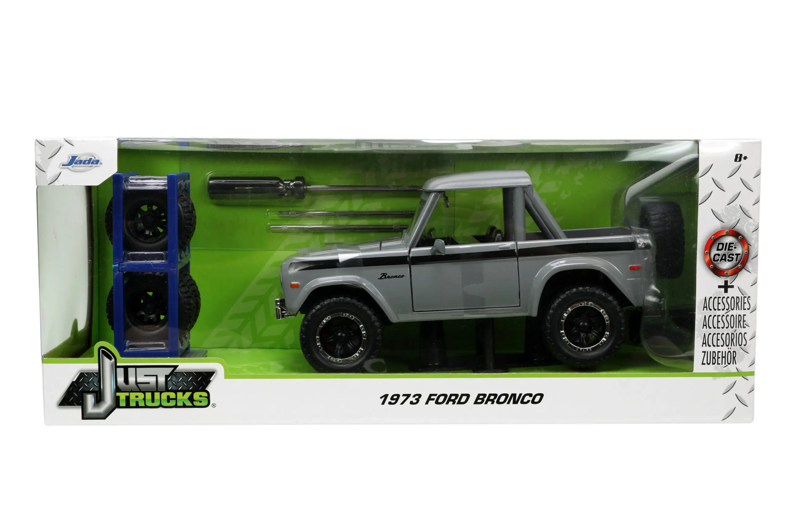 1973 FORD BRONCO - JUST TRUCKS WITH TIRE RACK | Diecast Depot
