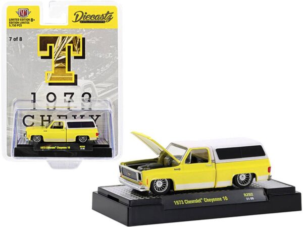 31500 rz02 t - 1973 CHEVROLET CHEYENNE 10 PICK UP TRUCK WITH CANOPY - YELLOW AND WHITE