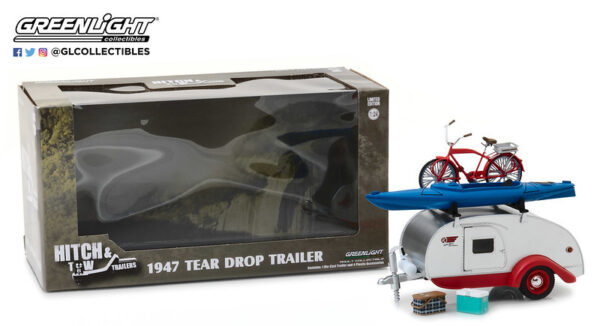 18440a 7 - 1947 TEAR DROP TRAILER HITCH AND TOW TRAILERS SERIES 4 IN 1:24 SCALE