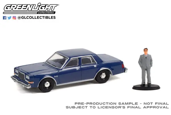 97110d - 1986 Plymouth Grand Fury Unmarked Police Car with Man in Suit - Navy Blue
