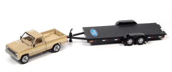 jlsp316 a - 1983 Ford Ranger Pickup Truck with Open Trailer in Light Desert Tan