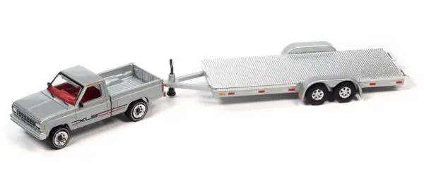 jlsp316 b - 1983 Ford Ranger Pickup Truck with Open Trailer in Metallic Silver