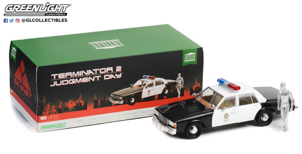 19105 - 1987 Chevrolet Caprice Metropolitan Police with T-1000 Liquid Metal Android Figure - Terminator 2: Judgment Day (1991)