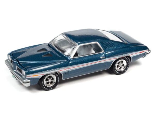 jlmc030b4 - 1973 Pontiac Lemans GT in Porcelain Blue Poly with GT White and Red Side Body Stripes