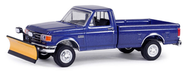 35280 e - 1991 Ford F-250 XL 4X4 Pickup with Snow Plow in Deep Shadow Blue Metallic 