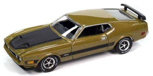 awsp144 a - 1973 Ford Mustang Mach 1 in Bright Green Poly with Black Hood and Side Stripes