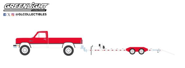 32310 d - 1991 Dodge Ram Power Ram 250 with Heavy Duty Car Hauler in Red and White 