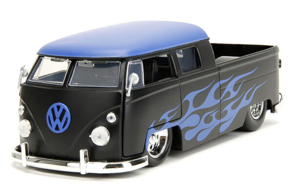 34232 - 1963 Volkswagen Bus Pickup in Black with Blue Flames Punch Buggy