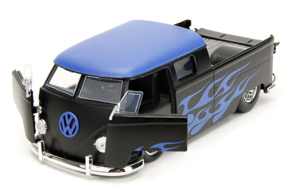 34232b - 1963 Volkswagen Bus Pickup in Black with Blue Flames Punch Buggy