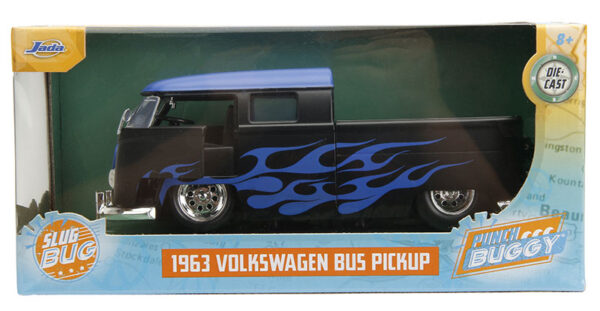 34232d - 1963 Volkswagen Bus Pickup in Black with Blue Flames Punch Buggy