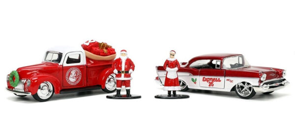 34441 - 1941 Ford Pickup and 1957 Chevrolet Bel Air with Santa and Mrs Claus Figures 2022 Christmas Holiday Gift Set