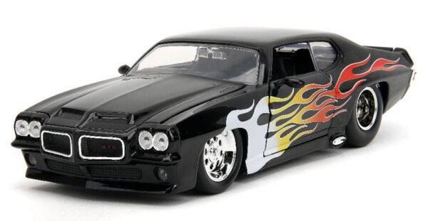 35022 - 1971 Pontiac GTO in Glossy Black with Flames BigTime Muscle