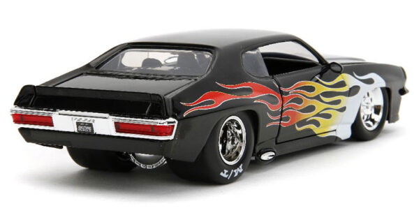 35022a - 1971 Pontiac GTO in Glossy Black with Flames BigTime Muscle