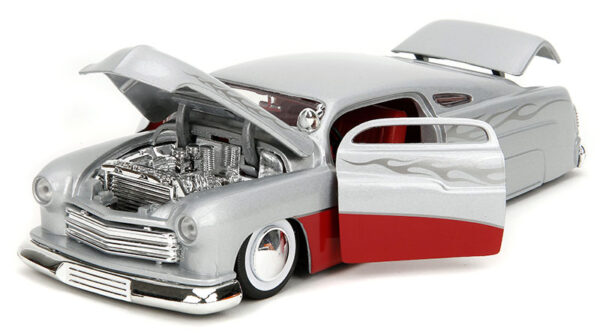 35206b - 1951 Mercury Coupe in Silver and Red with Black Flames BigTime Muscle