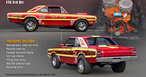 a1806410 2 - Gene Snow - 1968 Dodge Dart Super Stock in Red and Yellow ( ETA: 3rd Quarter 2024 )