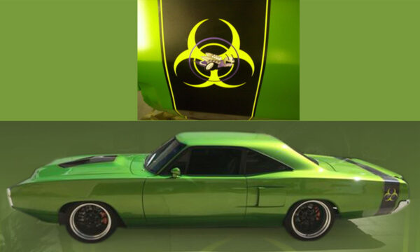 g1803126 2 - Mutant Bee - 1970 Dodge Super Bee Street Fighter in Green with Mutant Bee Graphics- ETA 3RD QTR 2024