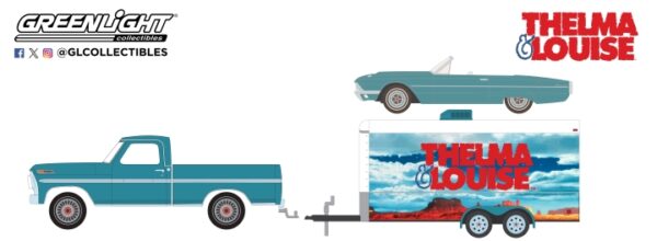 31180 b - 1966 Ford Thunderbird Convertible Dust Covered (Top-down) with 1967 Ford F-250 and Enclosed Car Hauler - Thelma & Louise (1991)