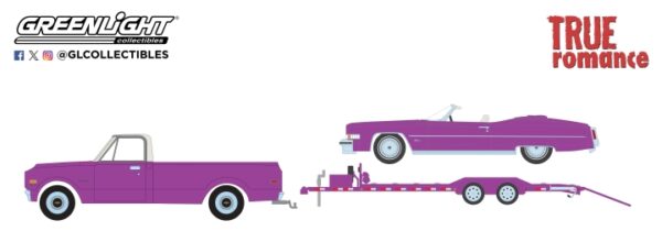 31180 c - Clarence and Alabama's 1974 Cadillac Eldorado Convertible (Top Down) with 1972 Chevrolet C30 and Heavy Duty Car Hauler - True Romance (1993)