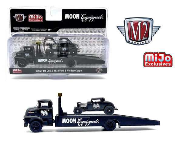 39200 mjs06 - Auto-Haulers 1956 Ford COE & 1932 Ford 3 Window Coupe – Matte Black – MiJo Exclusives