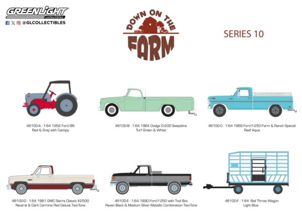 48100set - 1952 Ford 8N in Red and Gray with Canopy Down on the Farm- Series 10