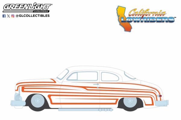 63070 b - 1950 Mercury Eight Coupe in Matte White with Metallic Orange Scallops 