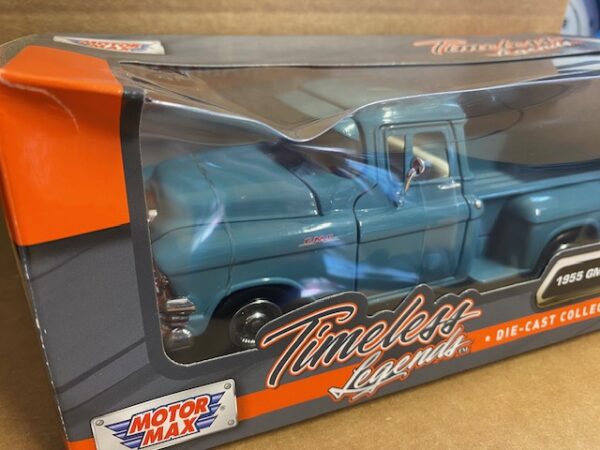 img 7139 1 - 1955 GMC Blue Chip Pickup – Blue – Timeless legends- PLASTIC WINDOW DAMAGE