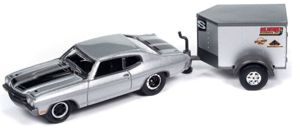 jlsp380 - Bryant Goldstone - 1970 Chevrolet Chevelle with Enclosed Trailer in Silver with Black Stripes 