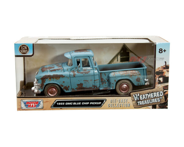 79071ltbl - 1955 GMC Blue Chip Pickup – Light Blue with Rust – Weathered Treasures