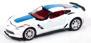 2018 Chevrolet Corvette Grand Sport in Arctic White with Red Fender Grand Sport Stripes and Blue Hood, Roof, Trunk Stripe