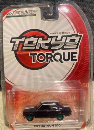 1971 DATSUN 510 - TOKYO TORQUE SERIES 9 - NAVY BLUE WITH WHITE STRIPES- Green Machine