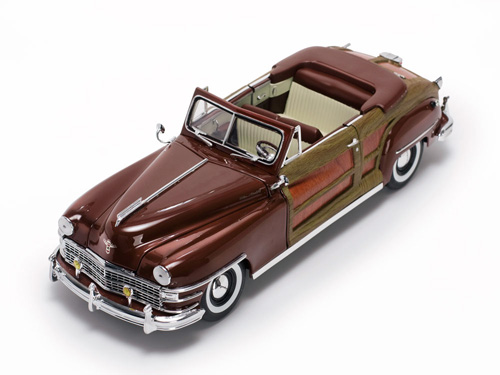 1948 CHRYSLER TOWN & COUNTRY GUNMETAL GRY/BURGUNDY | Diecast Depot
