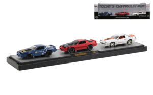 1985 CHEVROLET CAMARO IROC-Z -SET OF 3, TODAYS CHEVROLET BY M2 (SCTRACH ON TOP OF DISPLAY CASE)