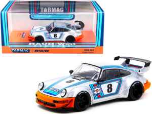 Porsche RWB 964 Ichiban Boshi #8 "Martini" Silver with Stripes "RAUH-Welt BEGRIFF" die cast model car by Tarmac Works