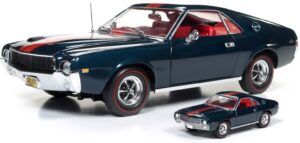 1968 AMC AMX INCLUDES JOHNNY LIGHTNING 1:64 SCALE DIECAST - BLUE WITH RED INTERIOR