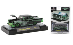 1957 CHEVROLET BEL AIR (HS28) BLACK WITH FLAMES - CHASE CAR - GREEN ACCENTS
