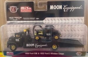 Auto-Haulers 1956 Ford COE & 1932 Ford 3 Window Coupe – Matte Black – MiJo Exclusives- GOLD MACHINE VERSION